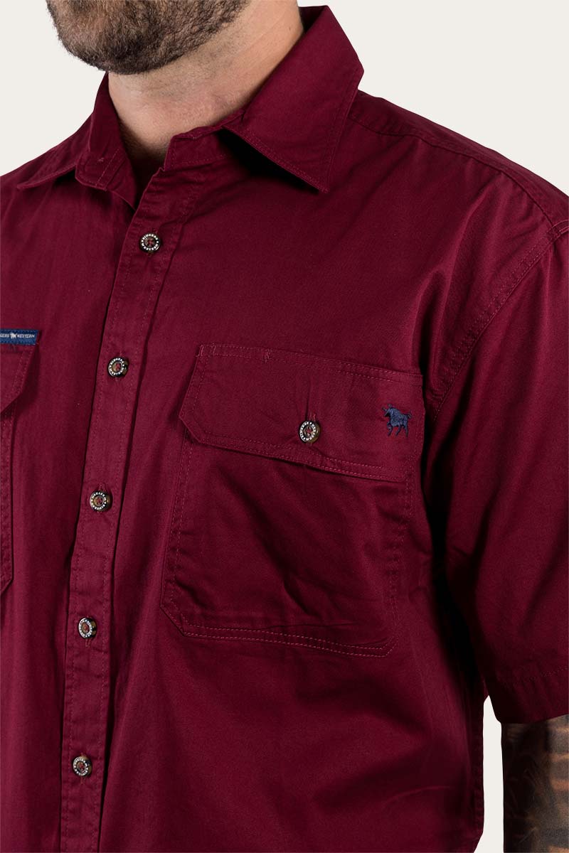 Ringers Western Lake Argyle Mens Short Sleeve Full Button Work Shirt - 15