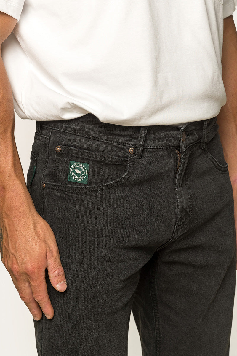 Ringers Western Muster Mens Mid Rise Slim Straight Fit Jeans - Black