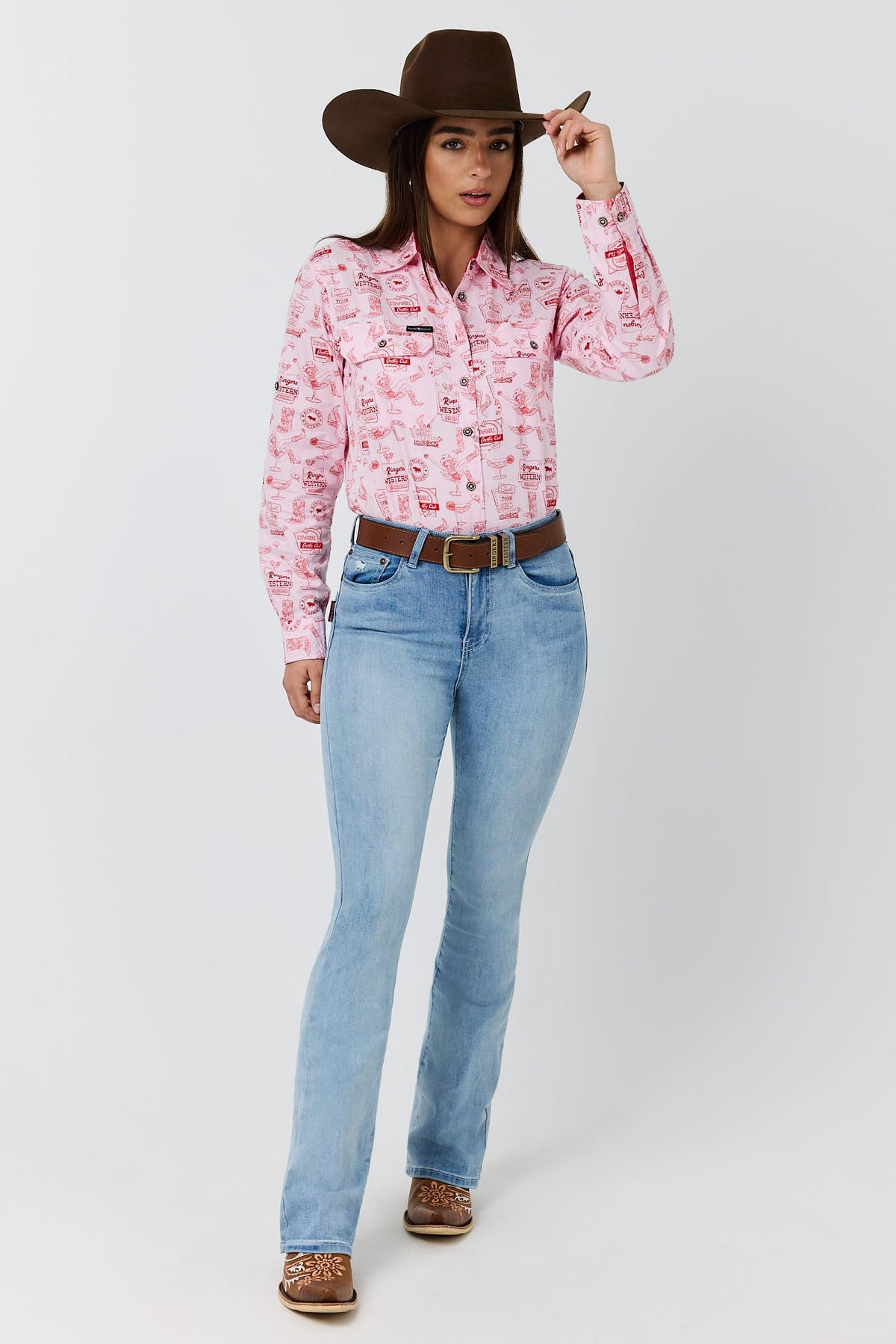 Ringers Western One Margarita Womens Full Button Work Shirt - Front