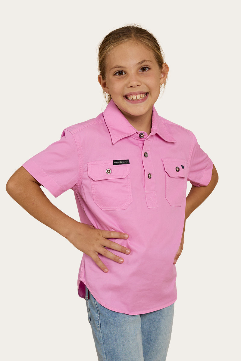 Ringers Western Ord River Kids Half Button Short Sleeve Work Shirt - 25
