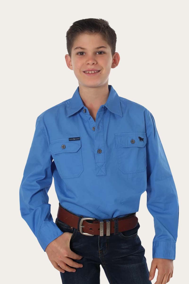 Ringers Western Ord River Kids Half Button Work Shirt - Blue