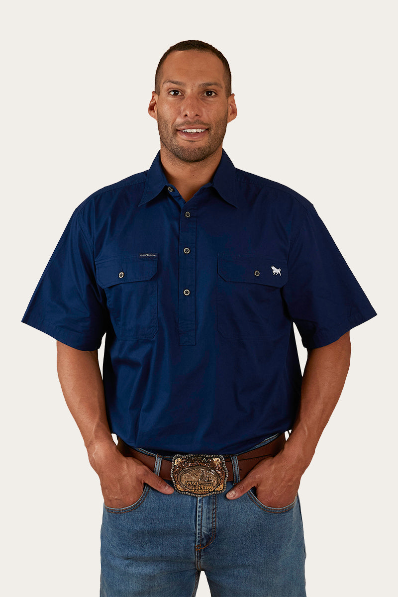 Ringers Western Pack Saddle Mens Short Sleeve Half Button Work Shirt - 21