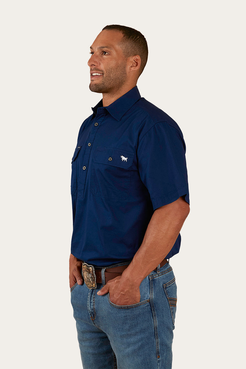 Ringers Western Pack Saddle Mens Short Sleeve Half Button Work Shirt - 22