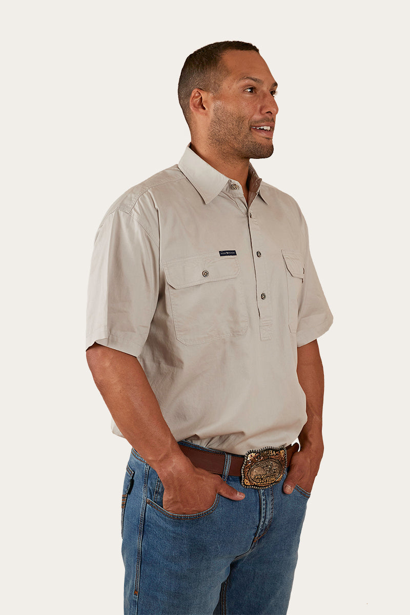 Ringers Western Pack Saddle Mens Short Sleeve Half Button Work Shirt - 4