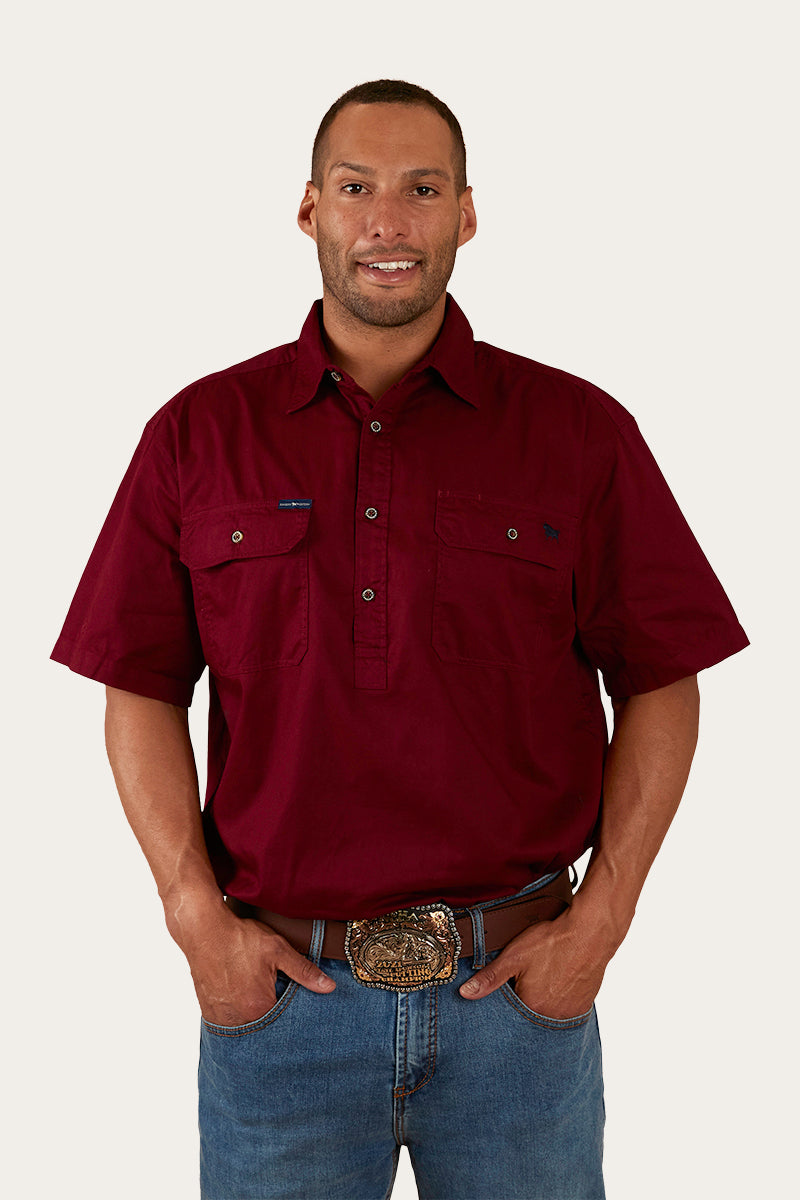 Ringers Western Pack Saddle Mens Short Sleeve Half Button Work Shirt - 9
