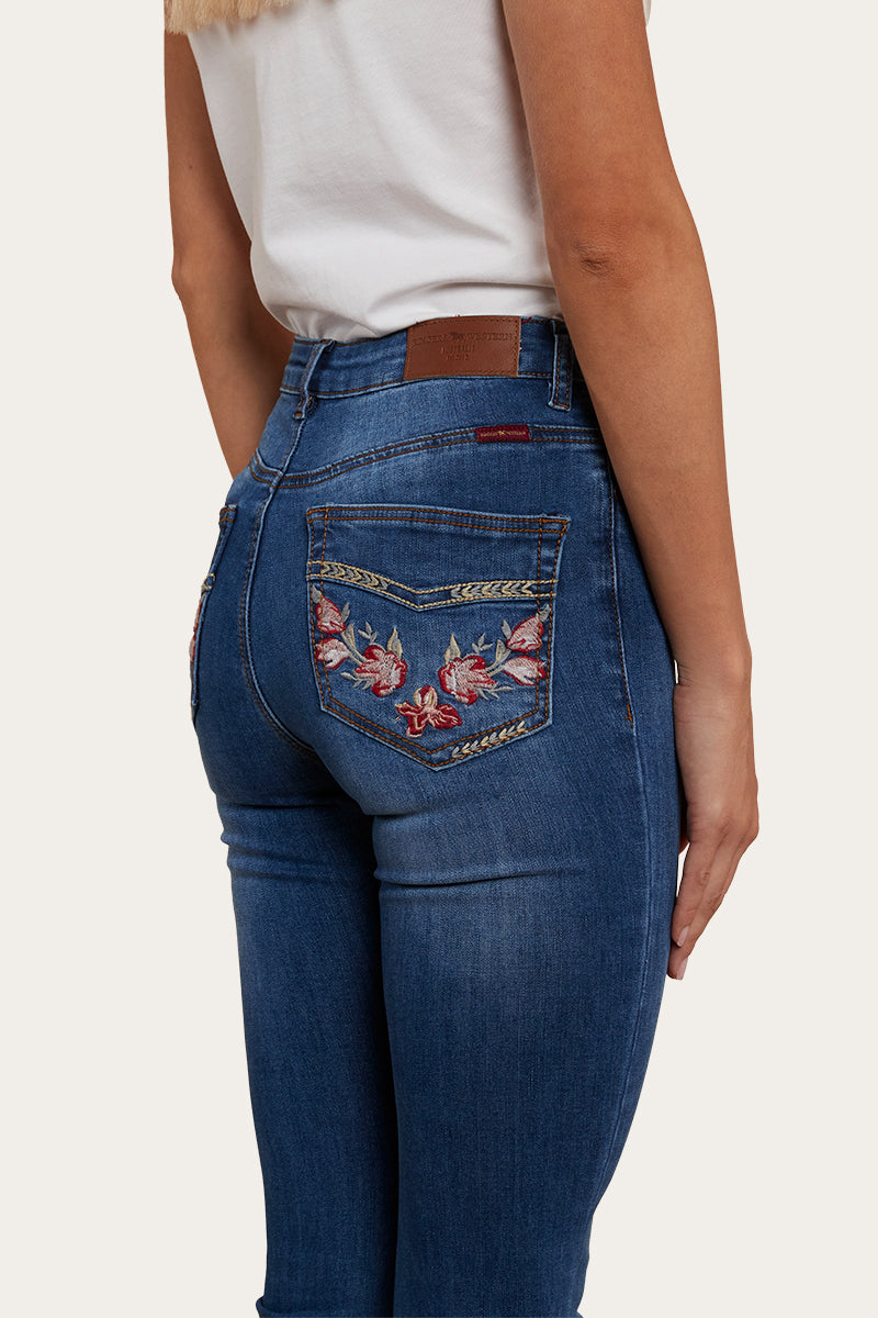Ringers Western Penny Rodeo Womens High-Rise Bootleg Jeans - Vintage Blue Wash - 8