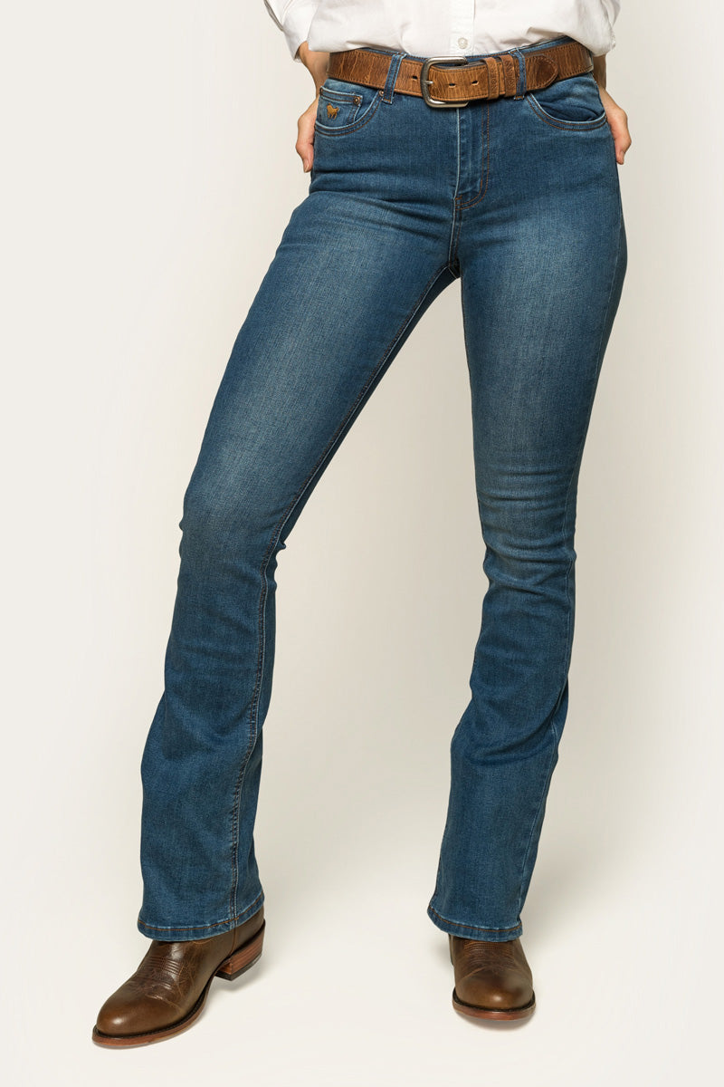 Ringers Western Penny Womens High-Rise Bootleg Jeans - Vintage Blue Wash - 12