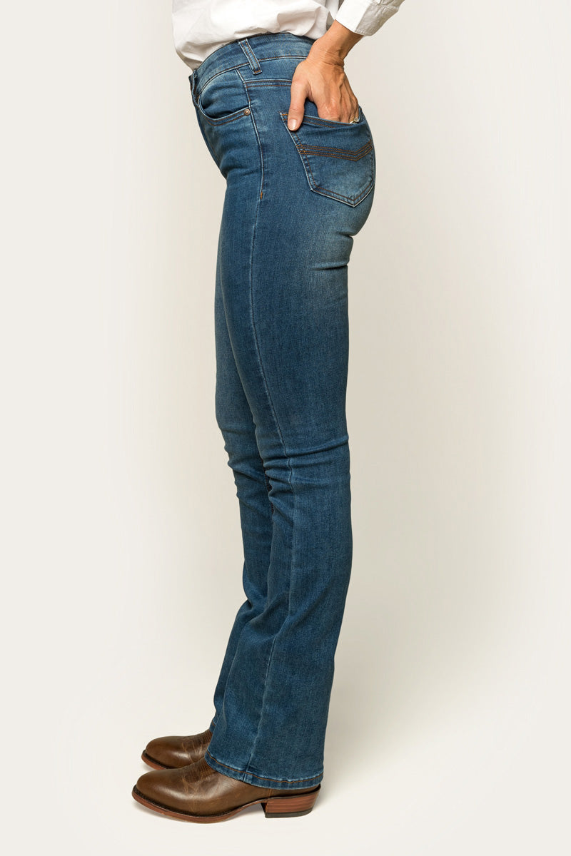 Ringers Western Penny Womens High-Rise Bootleg Jeans - Vintage Blue Wash - 4