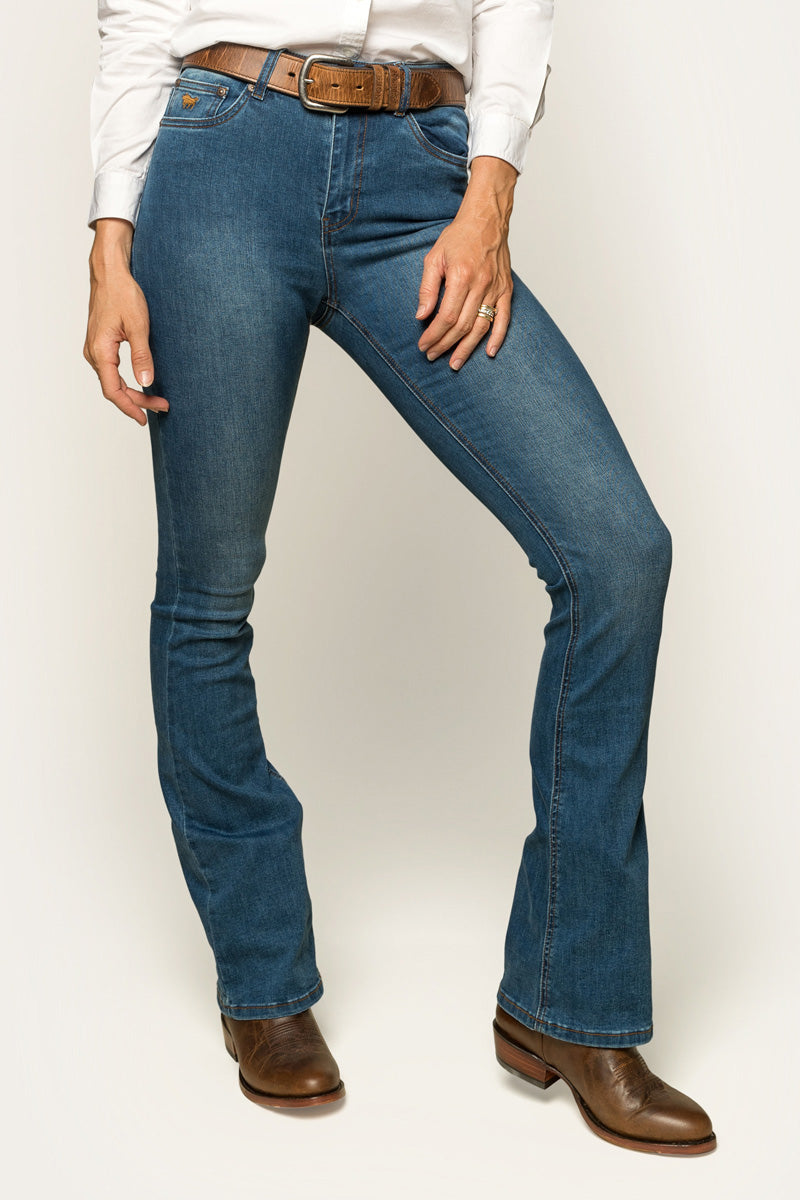 Ringers Western Penny Womens High-Rise Bootleg Jeans - Vintage Blue Wash - 6
