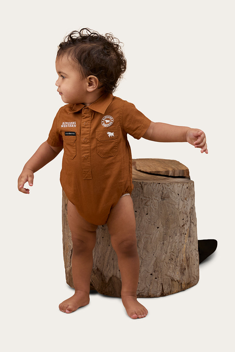 Ringers Western Ringers Babies Short Sleeve Work Shirt Romper - 21