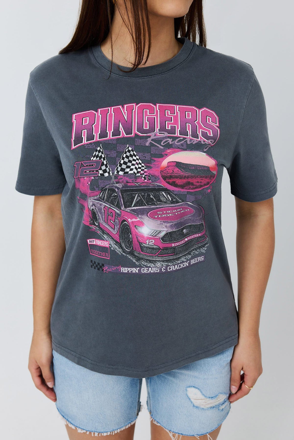 Ringers Western Ringers Racing Womens Loose Fit T-Shirt - Front