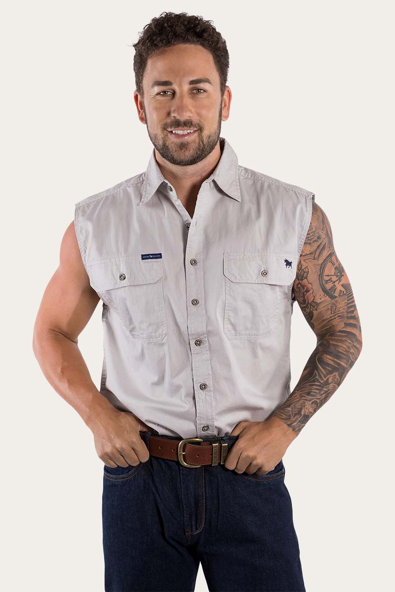 Ringers Western Rob Roy Mens Sleeveless Full Button Work Shirt - 17