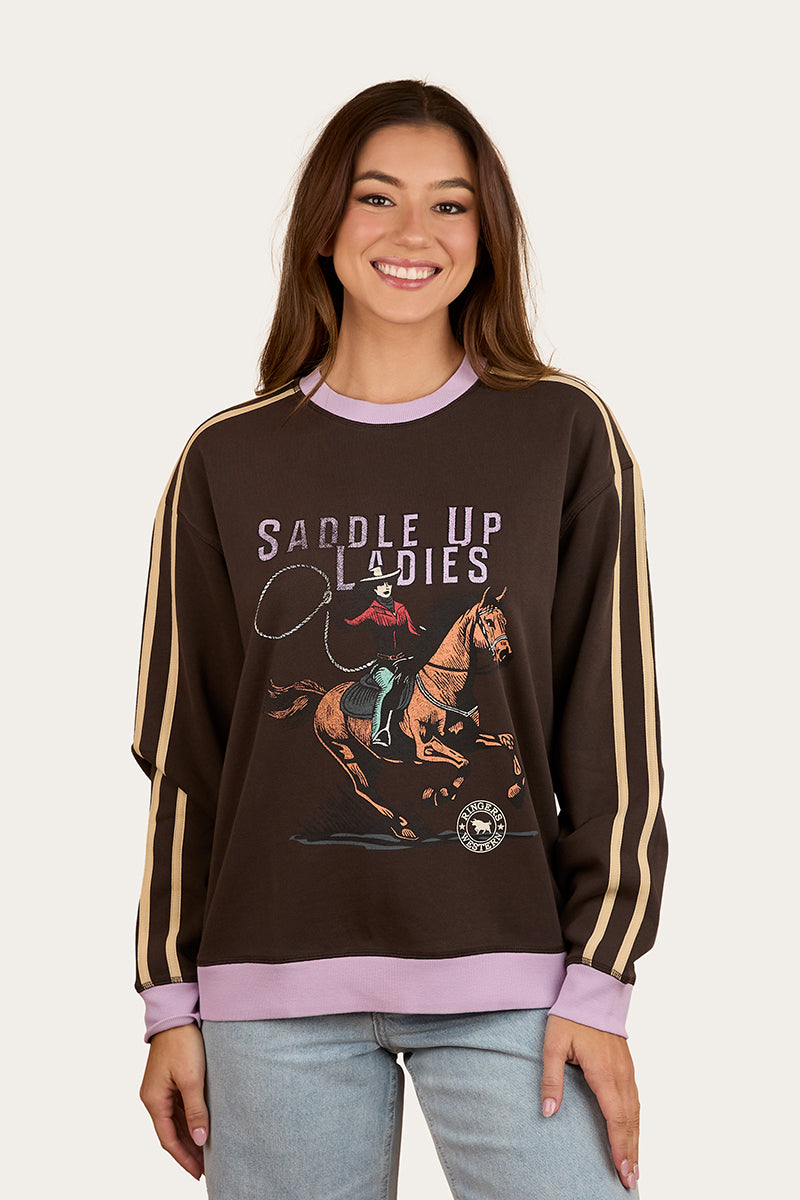 Ringers Western Saddle Up Womens Pullover Crew - 3