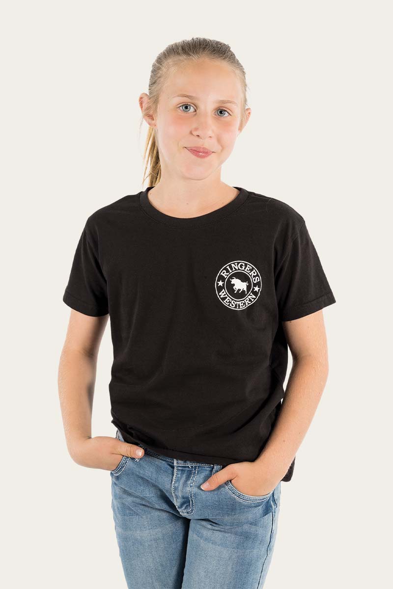 Ringers Western Signature Bull Kids Classic Fit T-Shirt - Black White Top