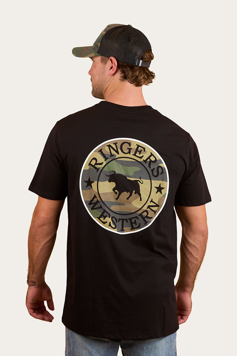 Ringers Western Signature Bull Mens Loose Fit T-Shirt - Black/Camo