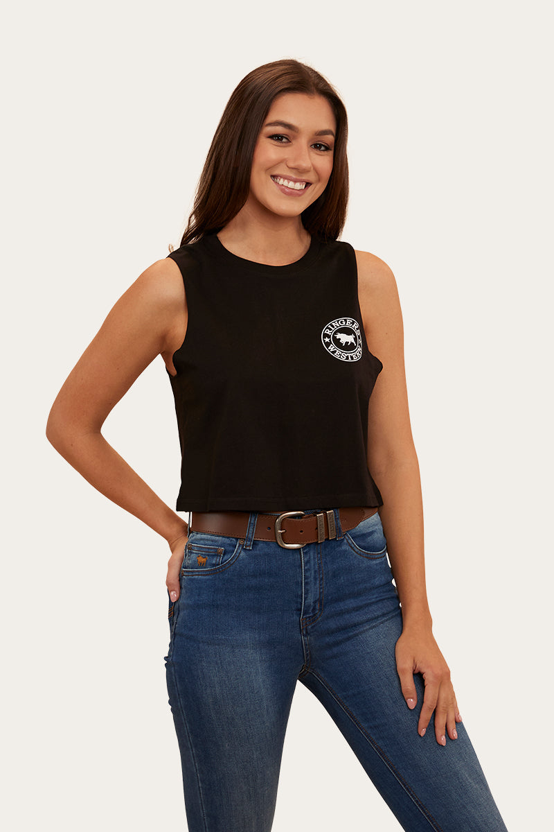 Ringers Western Signature Bull Womens Crop Muscle Tank - 10