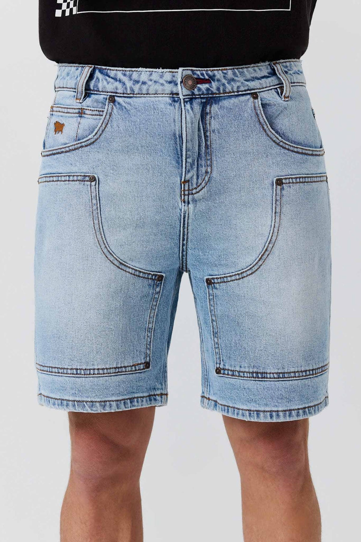 Ringers Western Silver Spurs Mens Denim Carpenter Short