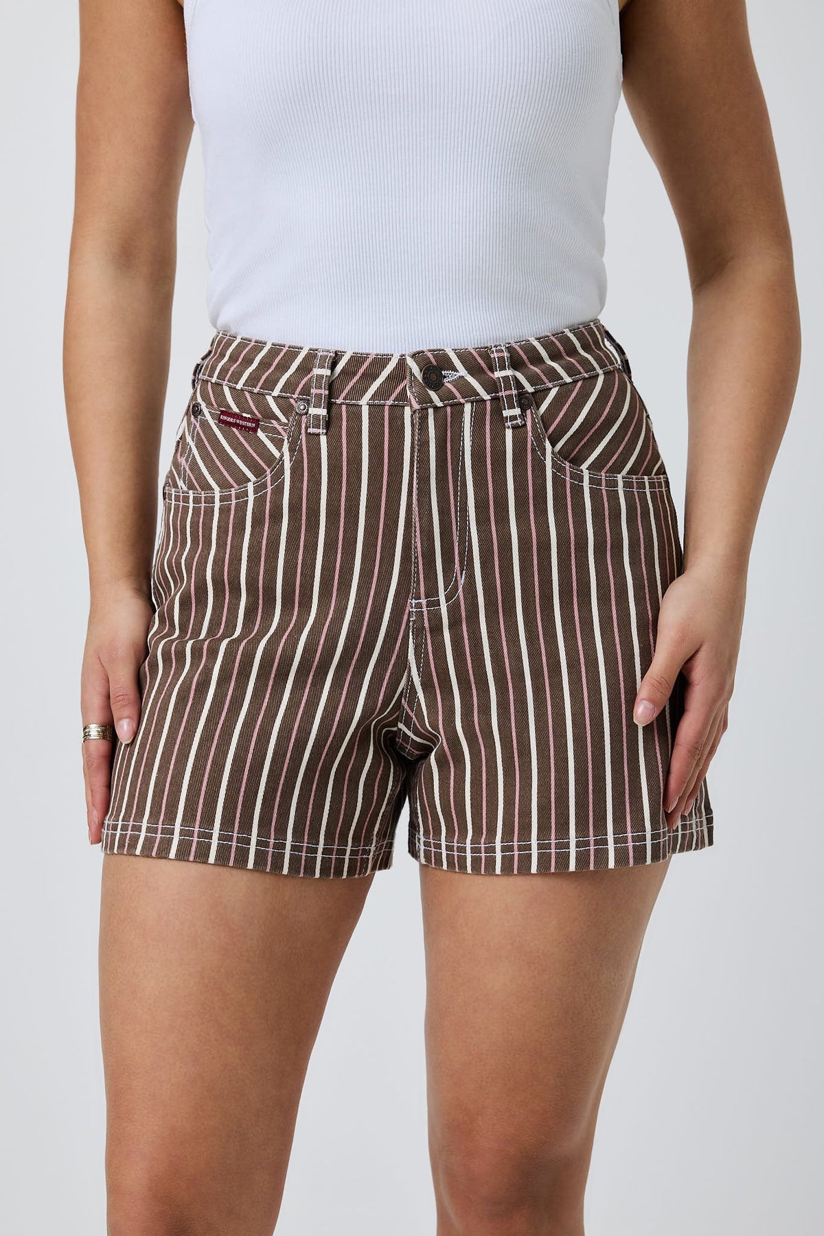 Ringers Western Tenika Womens Striped Denim Short - Front