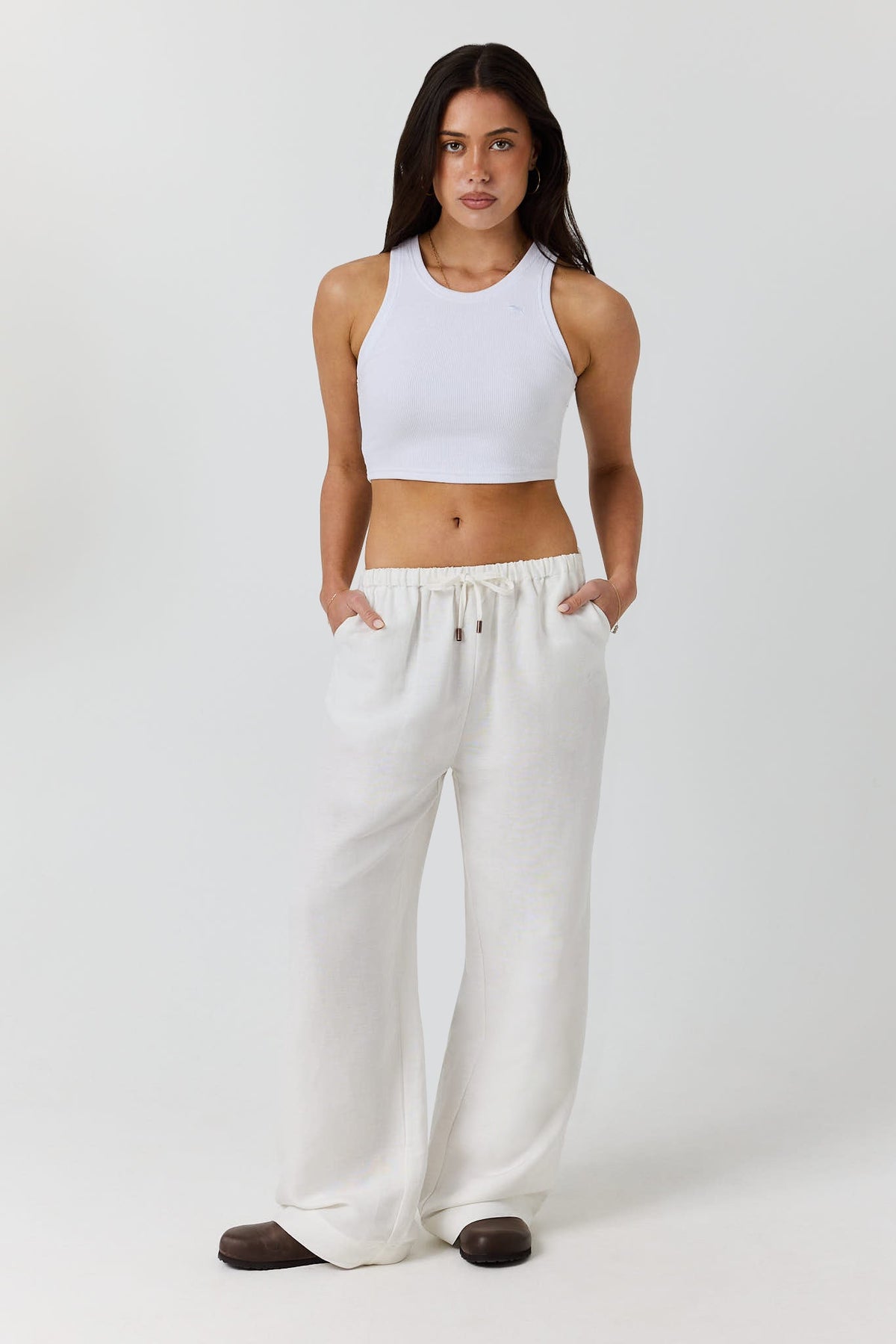 Ringers Western Throw On Womens Drawstring Beach Pant - White Front