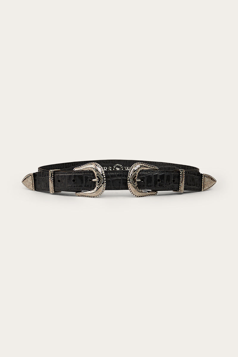 Ringers Western Zoey Double Buckle Belt - Black