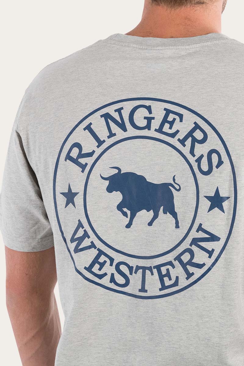 Ringers Western
Signature Bull Mens Loose Fit T-Shirt - Grey Marle/Navy
