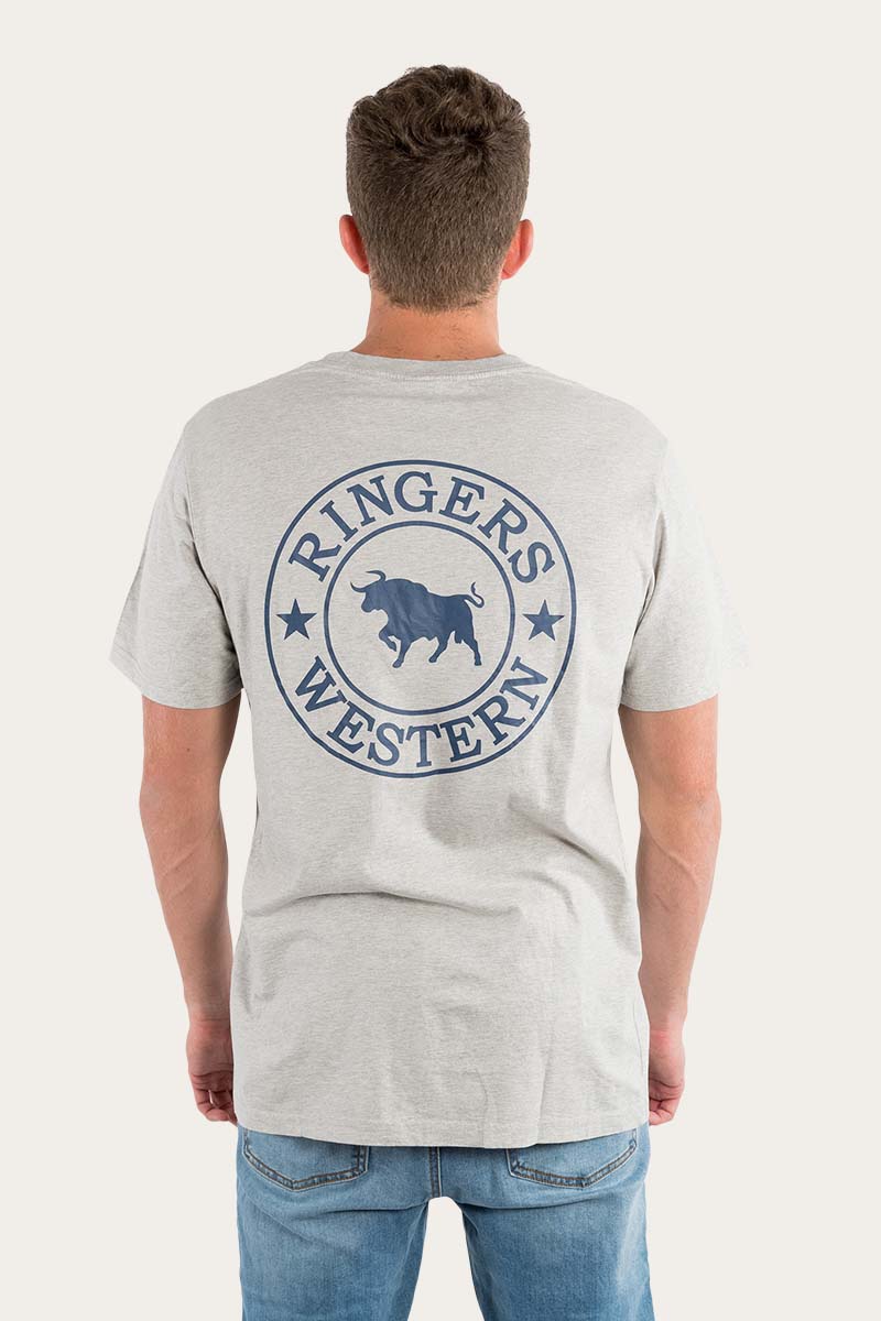 Ringers Western
Signature Bull Mens Loose Fit T-Shirt - Grey Marle/Navy