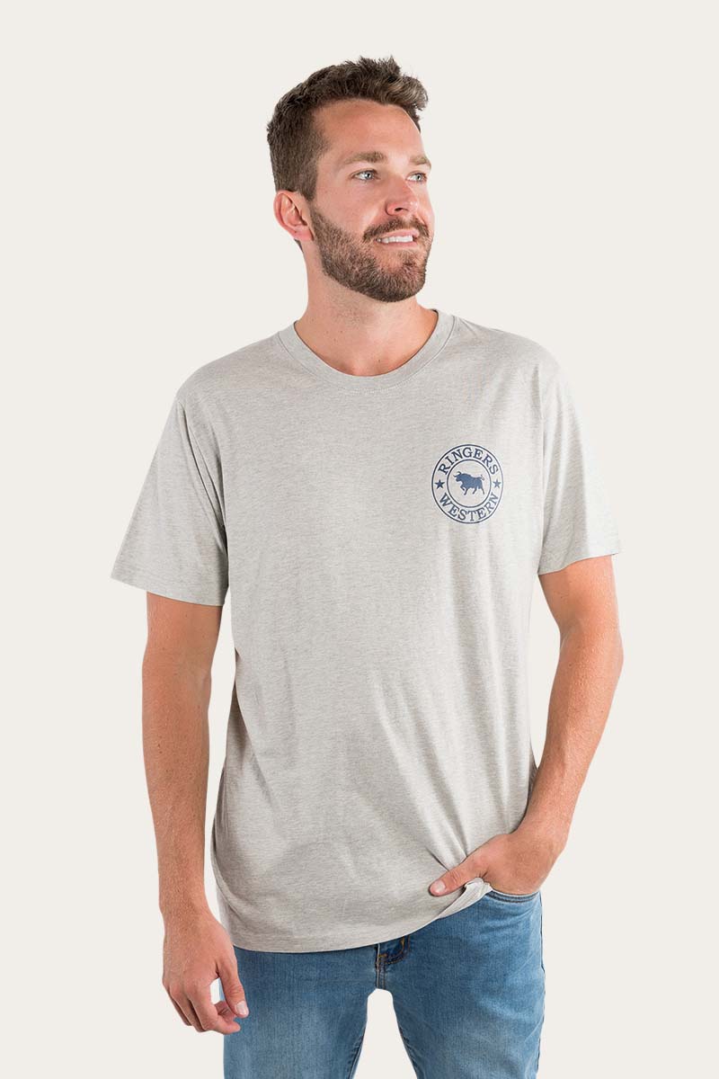Ringers Western
Signature Bull Mens Loose Fit T-Shirt - Grey Marle/Navy