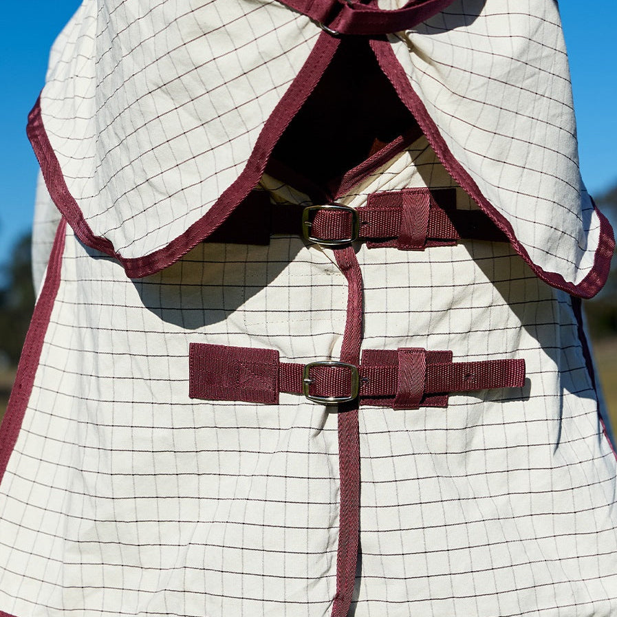 Saxon Kool Coat Cotton Sheet Combo - White Burgundy Chest