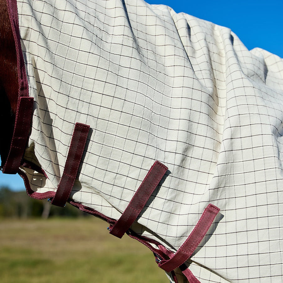 Saxon Kool Coat Cotton Sheet Combo - White Burgundy Neck
