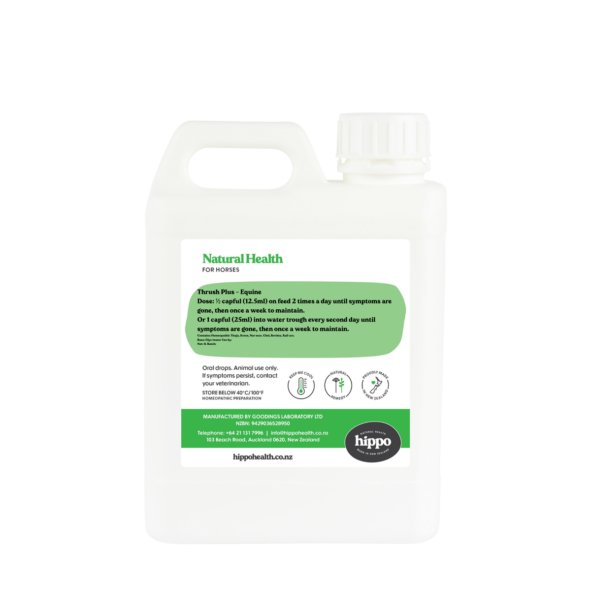 Hippo Health Thrush Plus Equine label