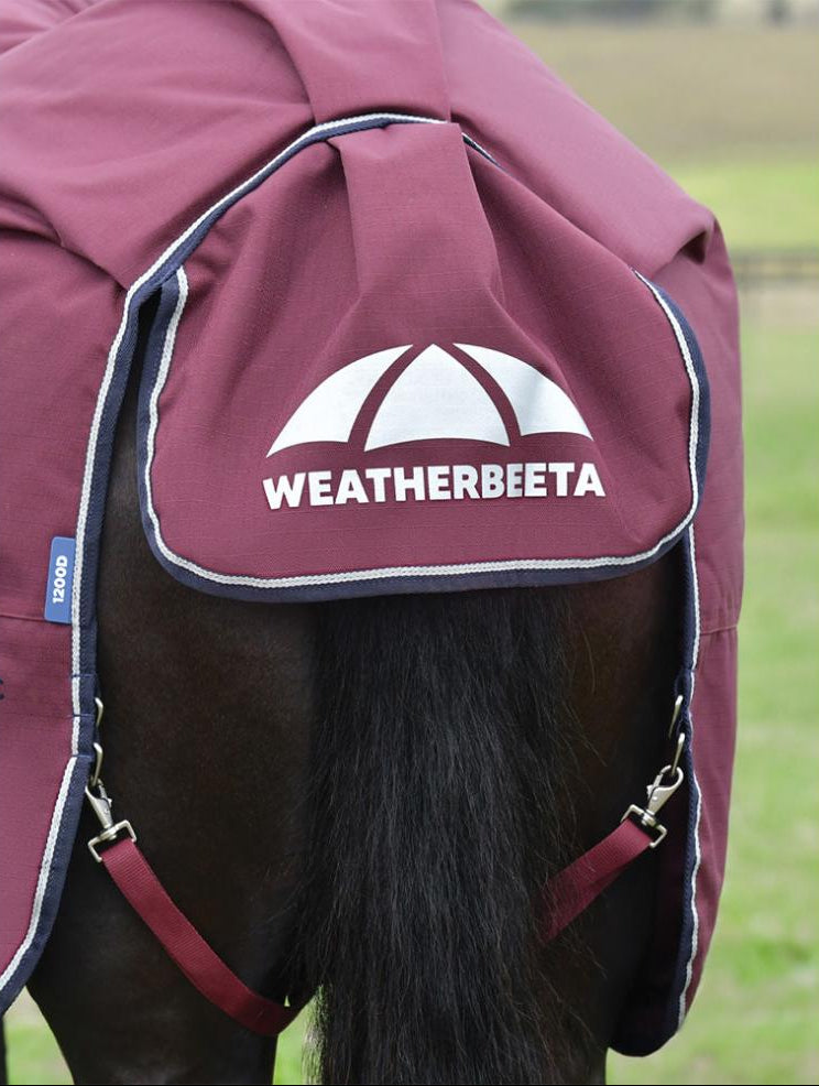 Weatherbeeta ComfiTec Essential Turnout Combo - Burgundy Navy Tail Flap