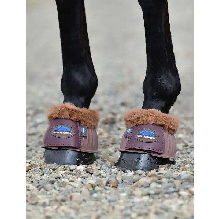 Weatherbeeta Tough-Tec Prime Fleece Trim Rubber Bell Boots - Brown