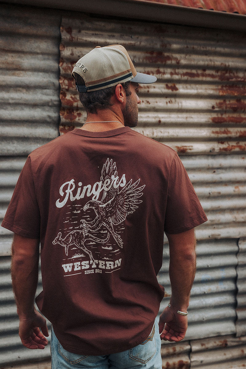 Wedge-tail Rampage Mens Loose Fit T-Shirt - Chocolate Lifestyle