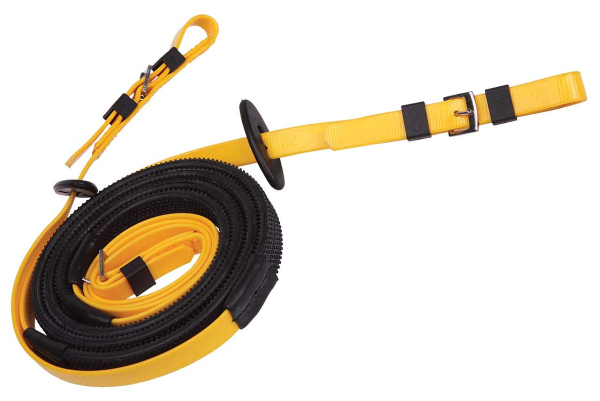 Zilco Race & Exercise Reins 16mm / Buckle End (Black Grip) / Yellow