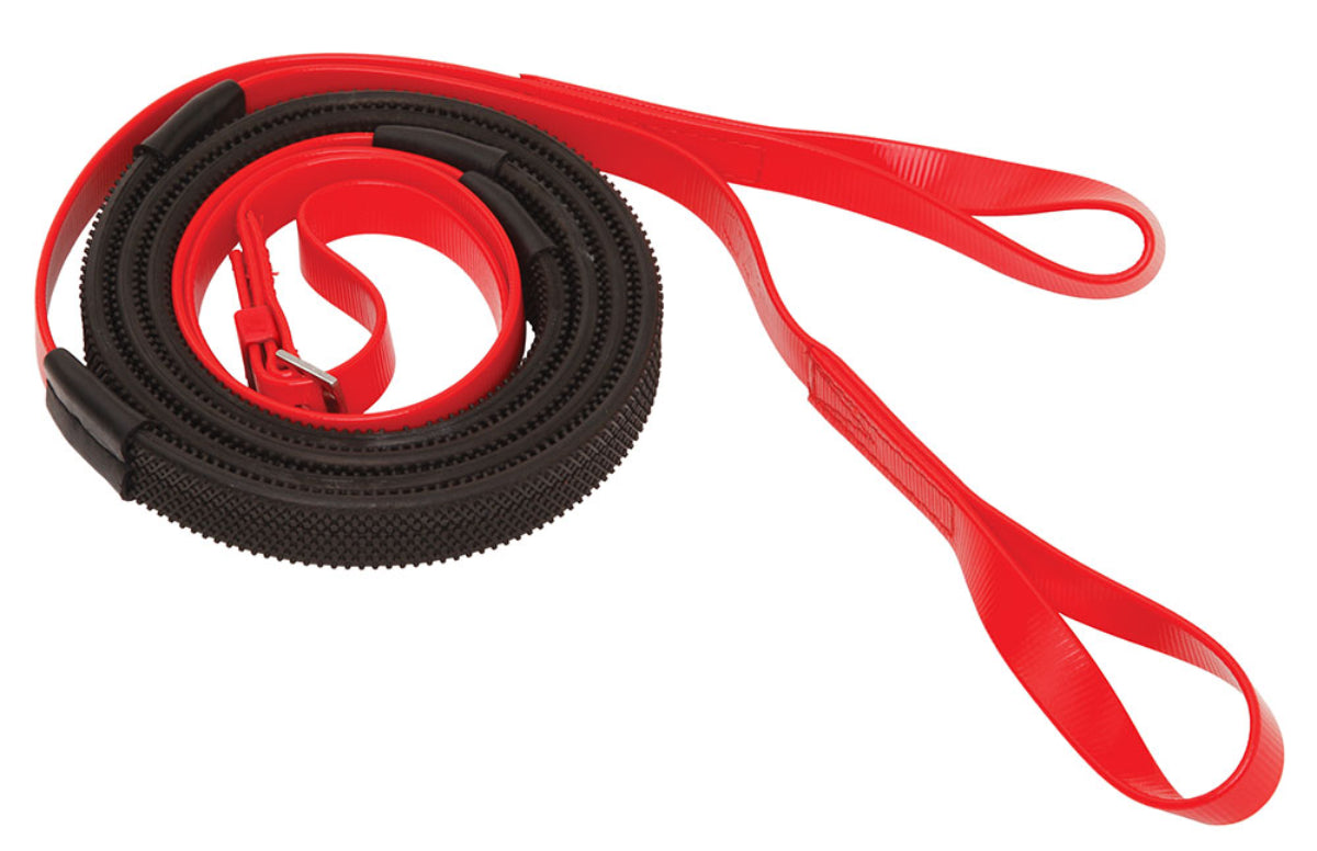 Zilco Race & Exercise Reins 16mm / Loop End (Black Grip) / Red