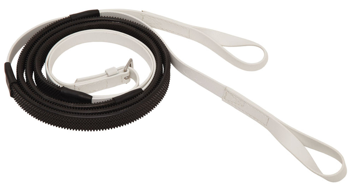 Zilco Race & Exercise Reins 16mm / Loop End (Black Grip) / White
