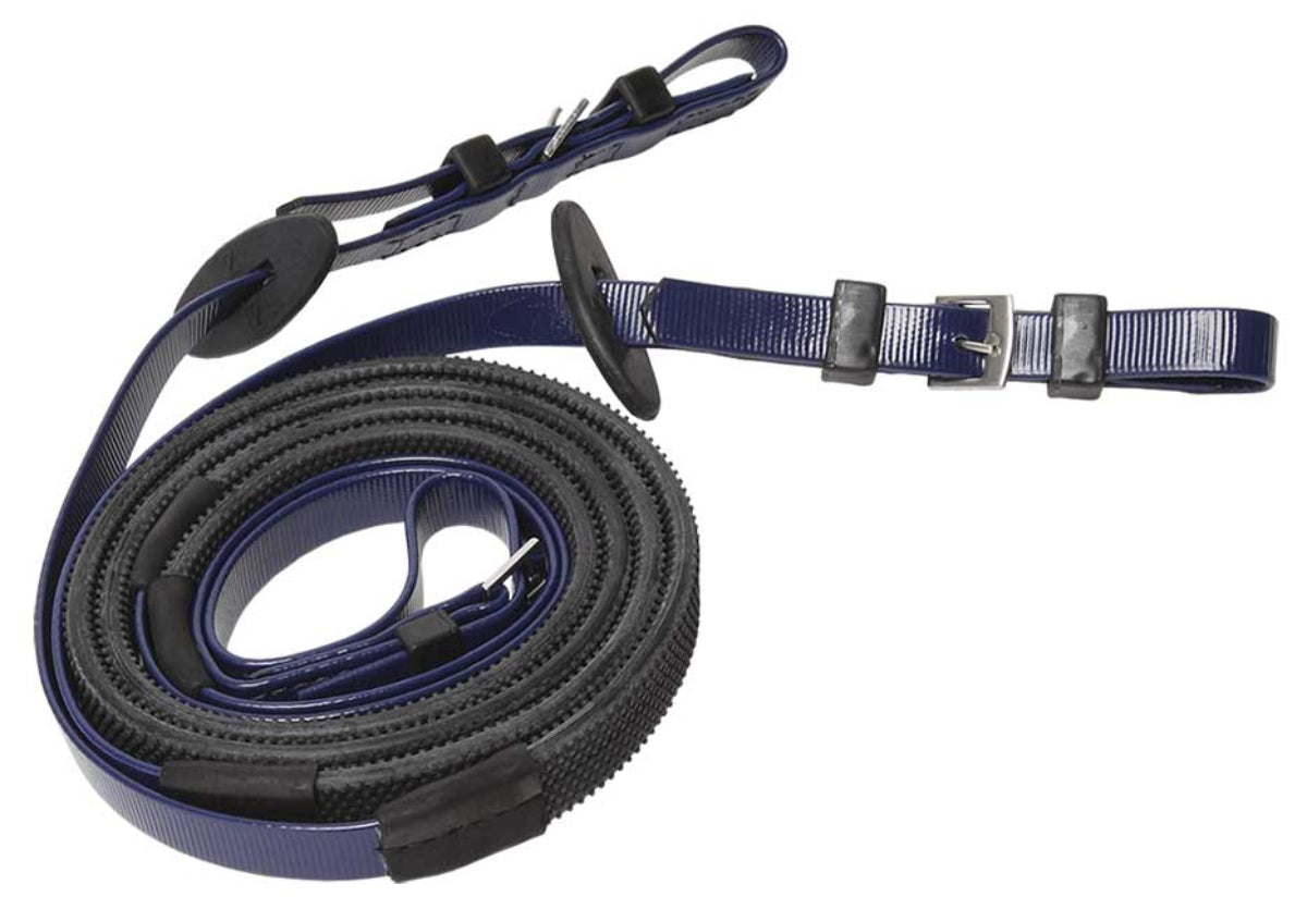 Zilco Race & Exercise Reins 16mm / Buckle End (Black Grip) / Navy