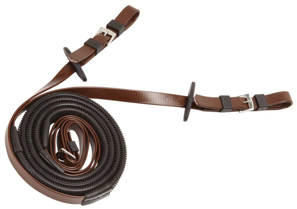 Zilco Race & Exercise Reins 16mm / Buckle End (Black Grip) / Brown