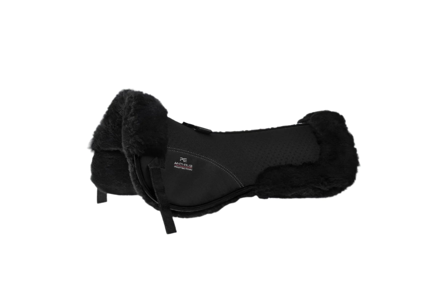Description:Airtechnology Shockproof Wool Saddle Pad - Half Pad_Colour:Black/Black Wool_Position:1