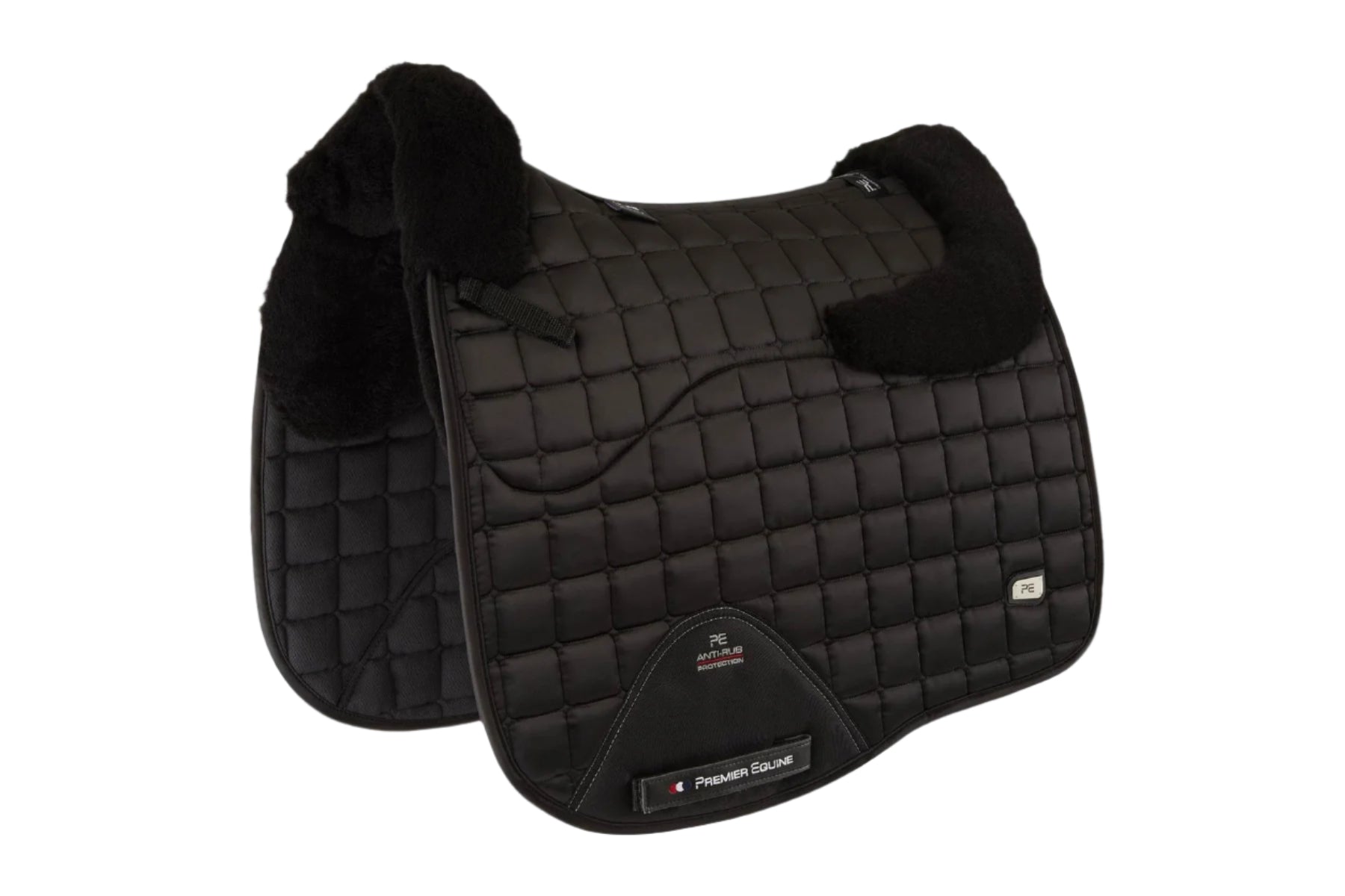 Description:Atlantis CC Satin Wool Dressage Square_Colour:Black / Black Wool_Position:1