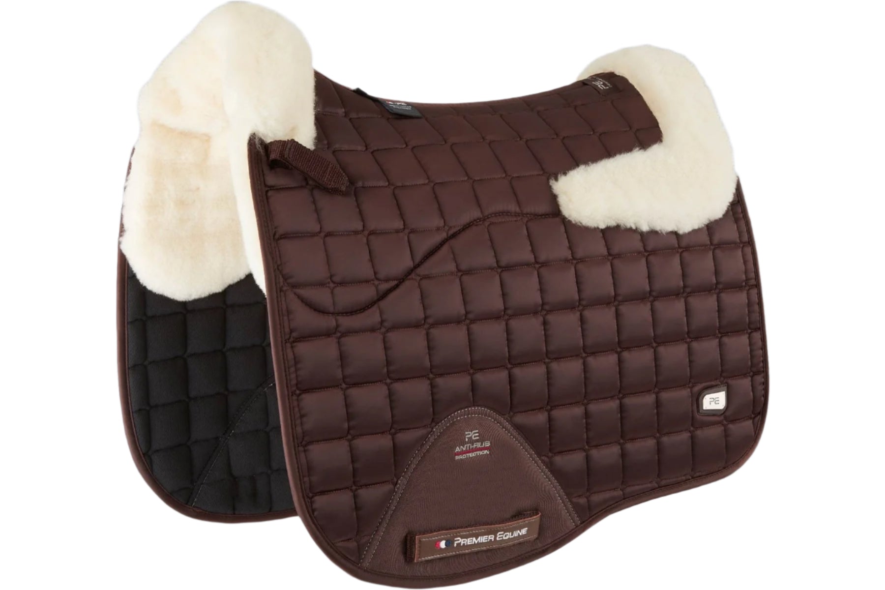 Description:Atlantis CC Satin Wool Dressage Square_Colour:Brown / Natural Wool_Position:1