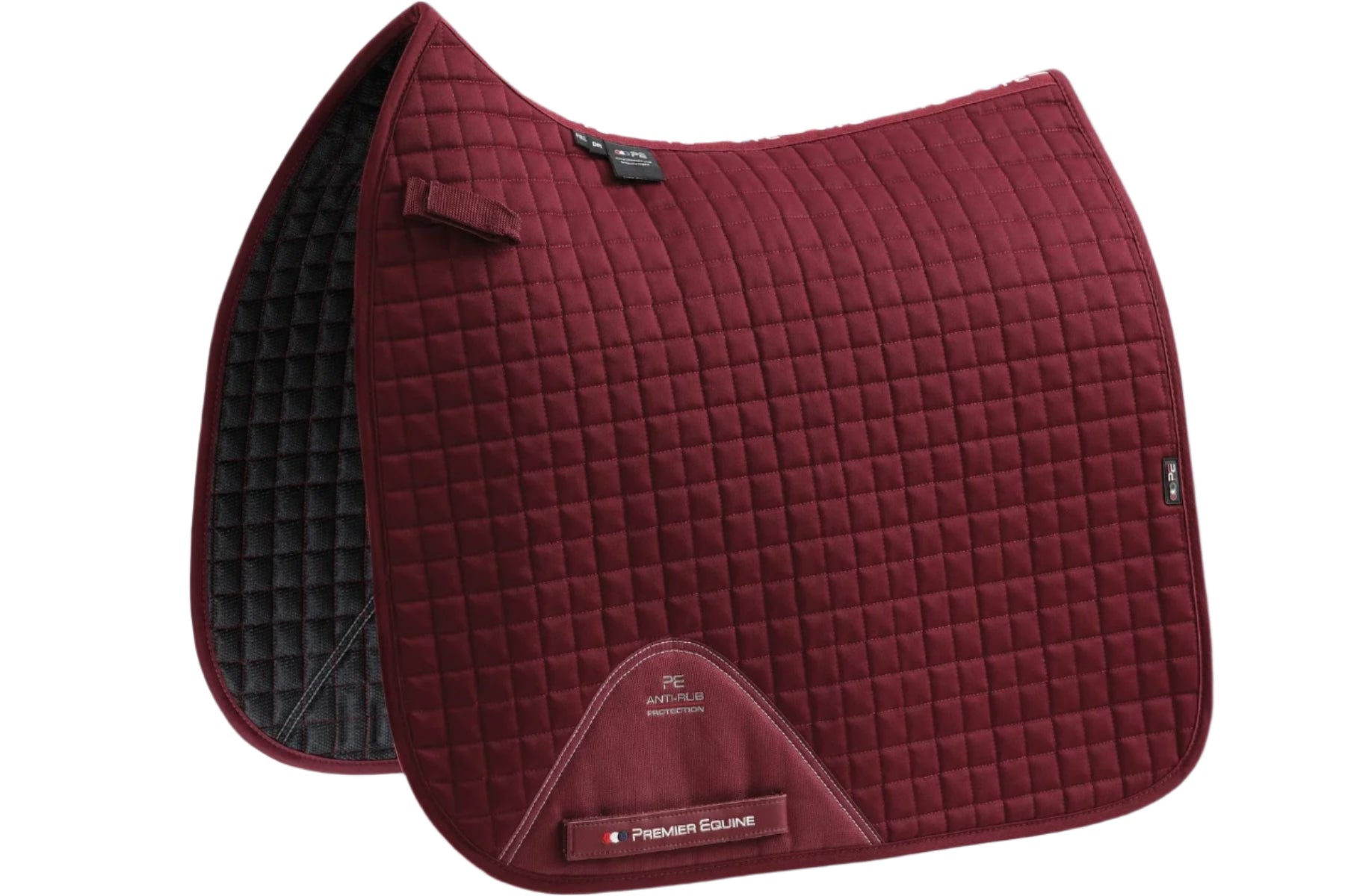 Description:Close Contact Cotton Dressage Saddle Pad_Colour:Burgundy_Position:1