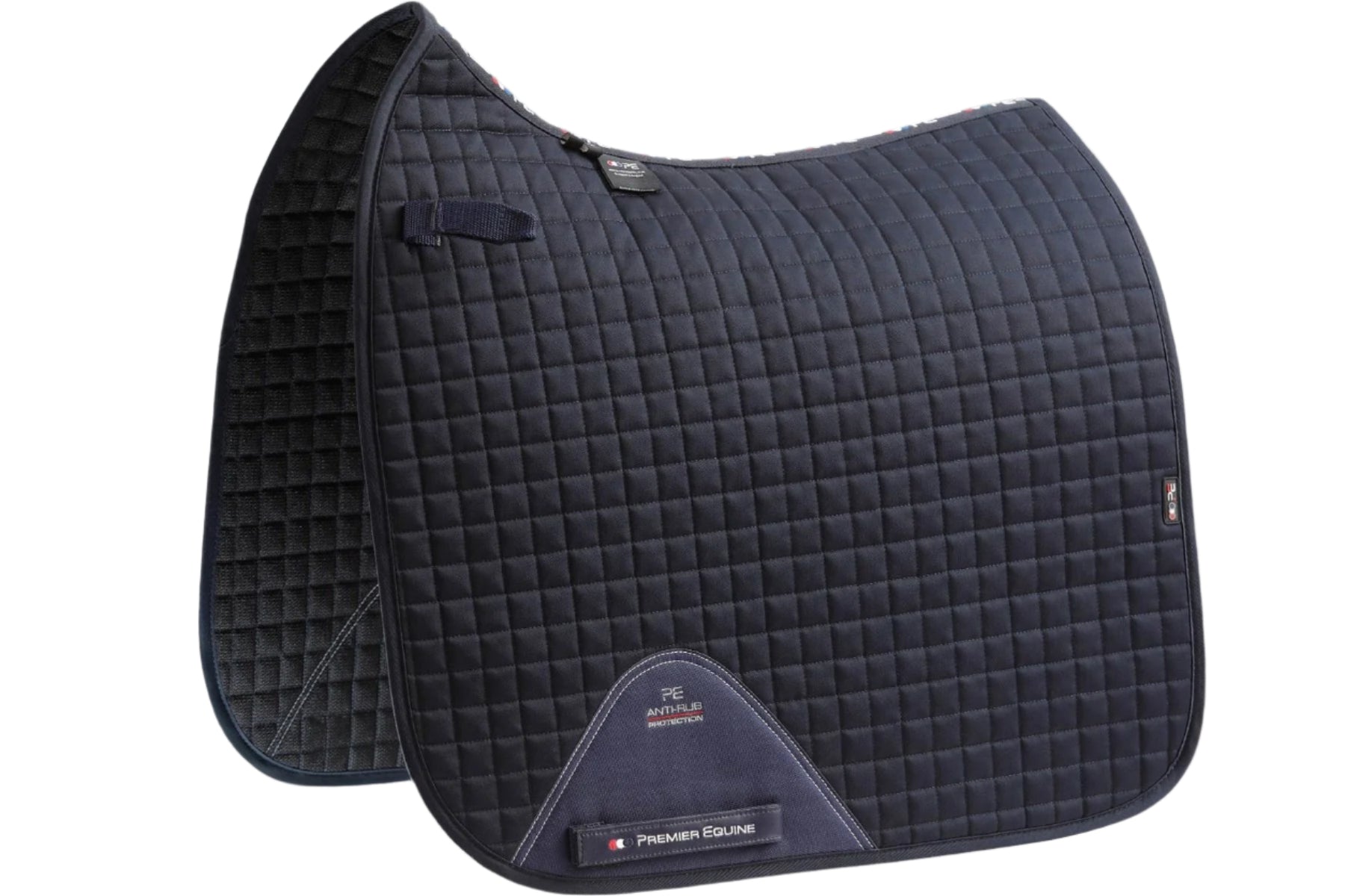 Description:Close Contact Cotton Dressage Saddle Pad_Colour:Navy_Position:1