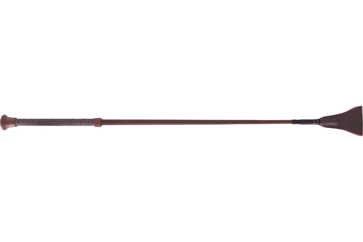 Fleck Riding Whip With Sure Grip Handle - Brown