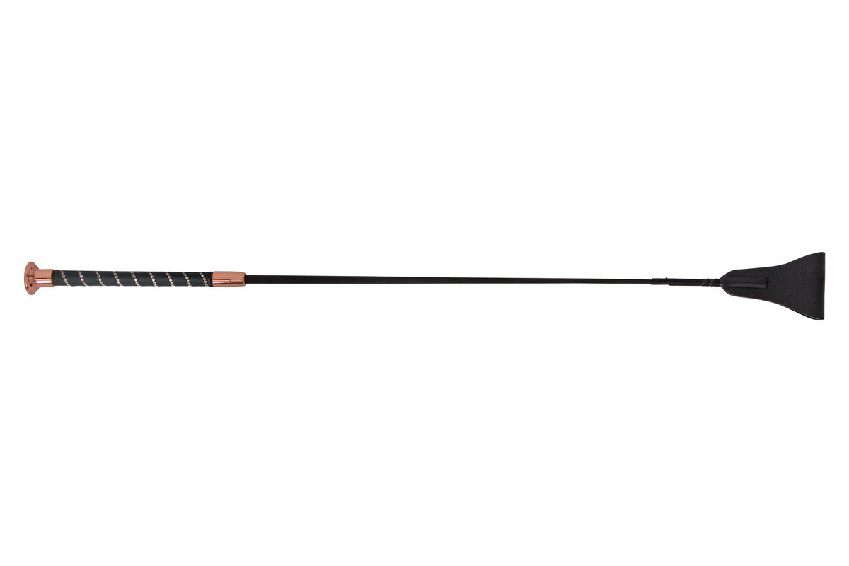 Fleck Silk Touch Riding Whip Crystal Grip - Rose Gold