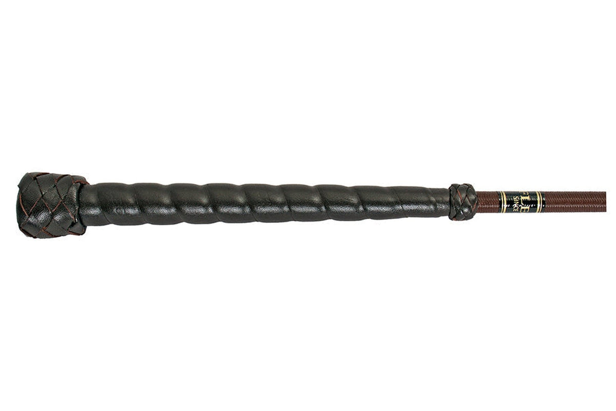 Fleck Wrapped Leather Handle Riding Whip - Brown