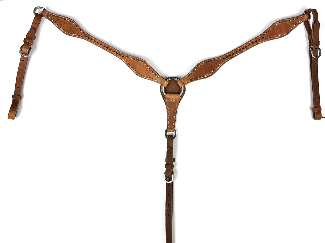 Ezy Ride Breastplate Shaped with Lace and Dots Harness Leather