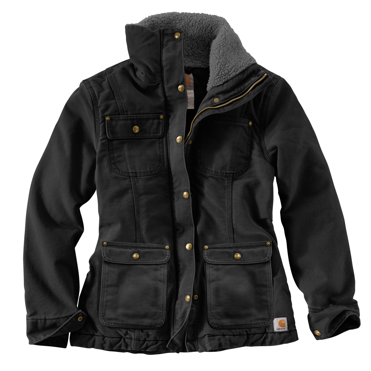 Carhartt Womens Wesley Weathered Duck Chore Coat in Black