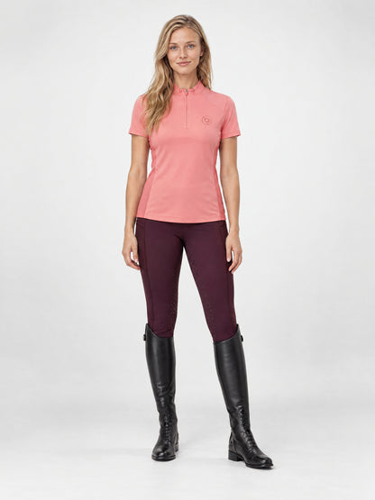 Dublin 1/4 Zip Breathable Short Sleeve Riding Top - Peach