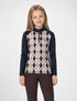 Dublin Kids Breathable Long Sleeved Riding Top - Navy Oat Argyle